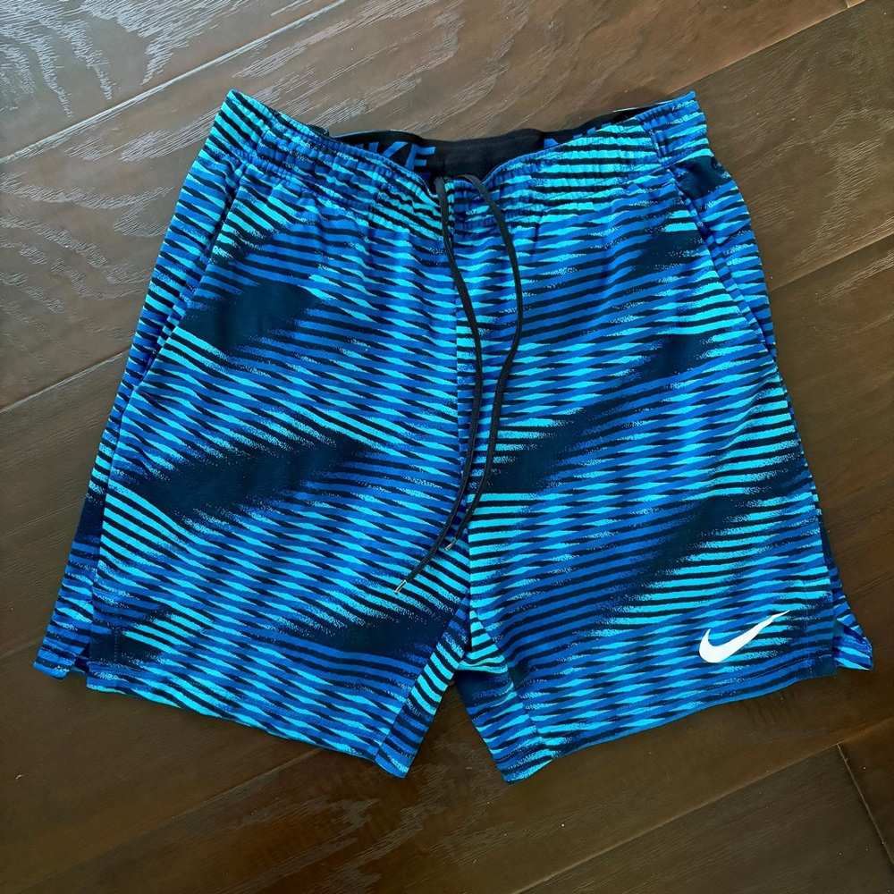 Nike Blue Striped Training Athletic Shorts